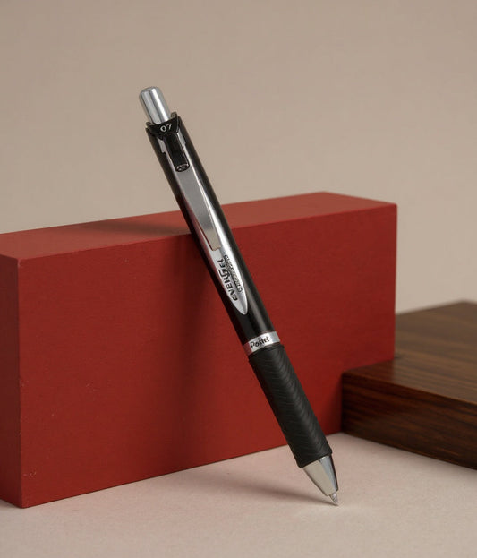 Pentel EnerGel PRO Permanent Ink Gel Pen, Retractable, Medium 0.7 mm, Black Ink, Black Barrel