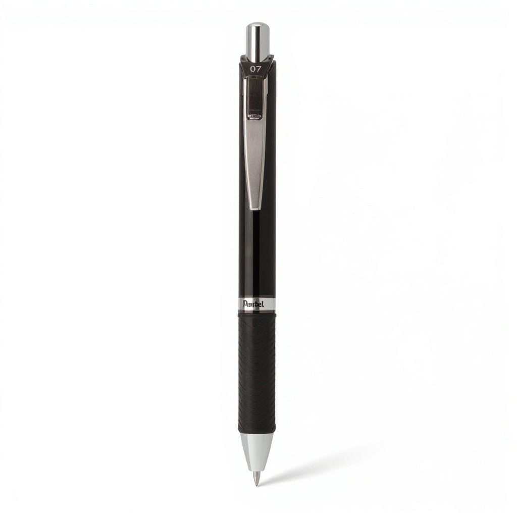 Pentel EnerGel PRO Permanent Ink Gel Pen, Retractable, Medium 0.7 mm, Black Ink, Black Barrel