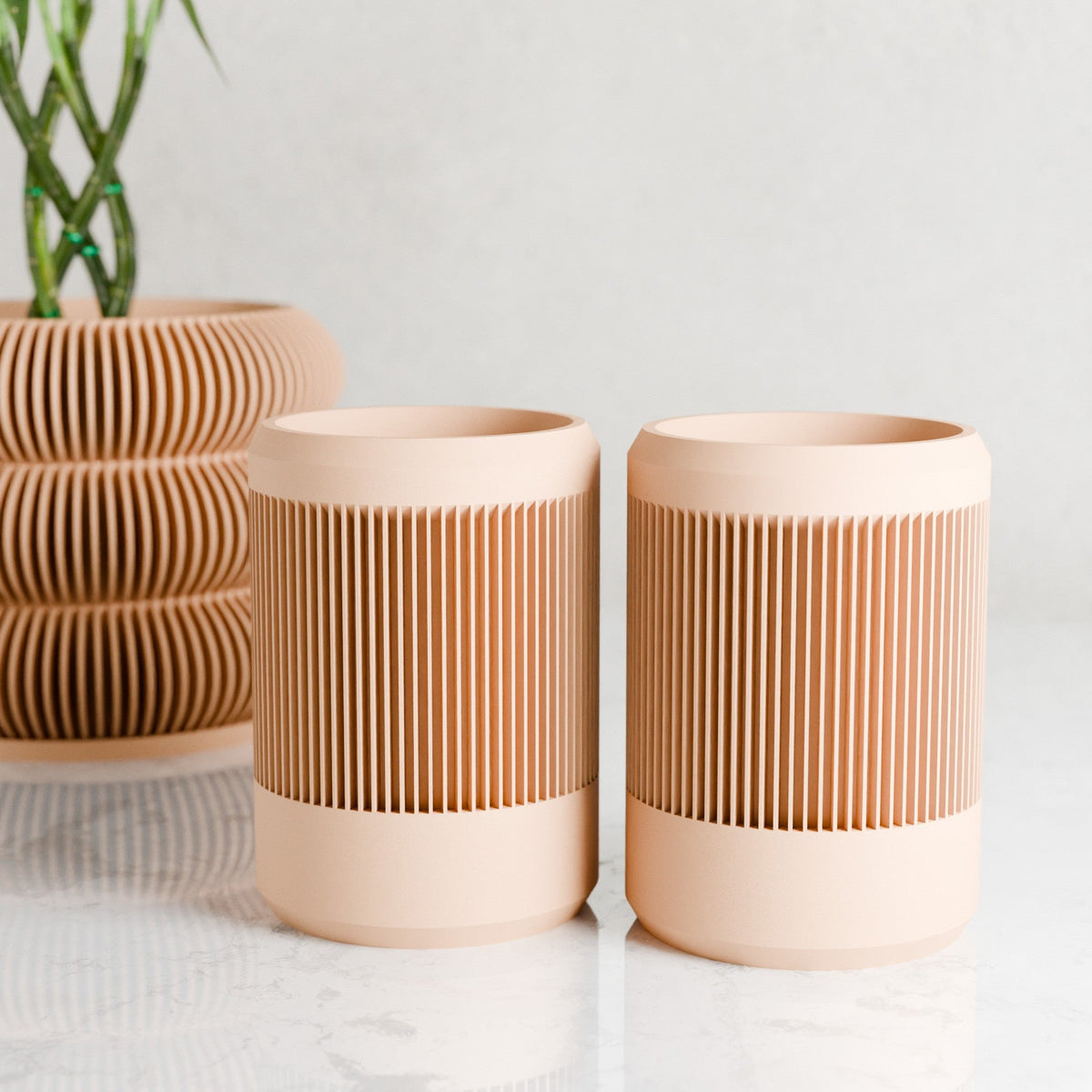 Ribbed Ceramic Pencil Cup