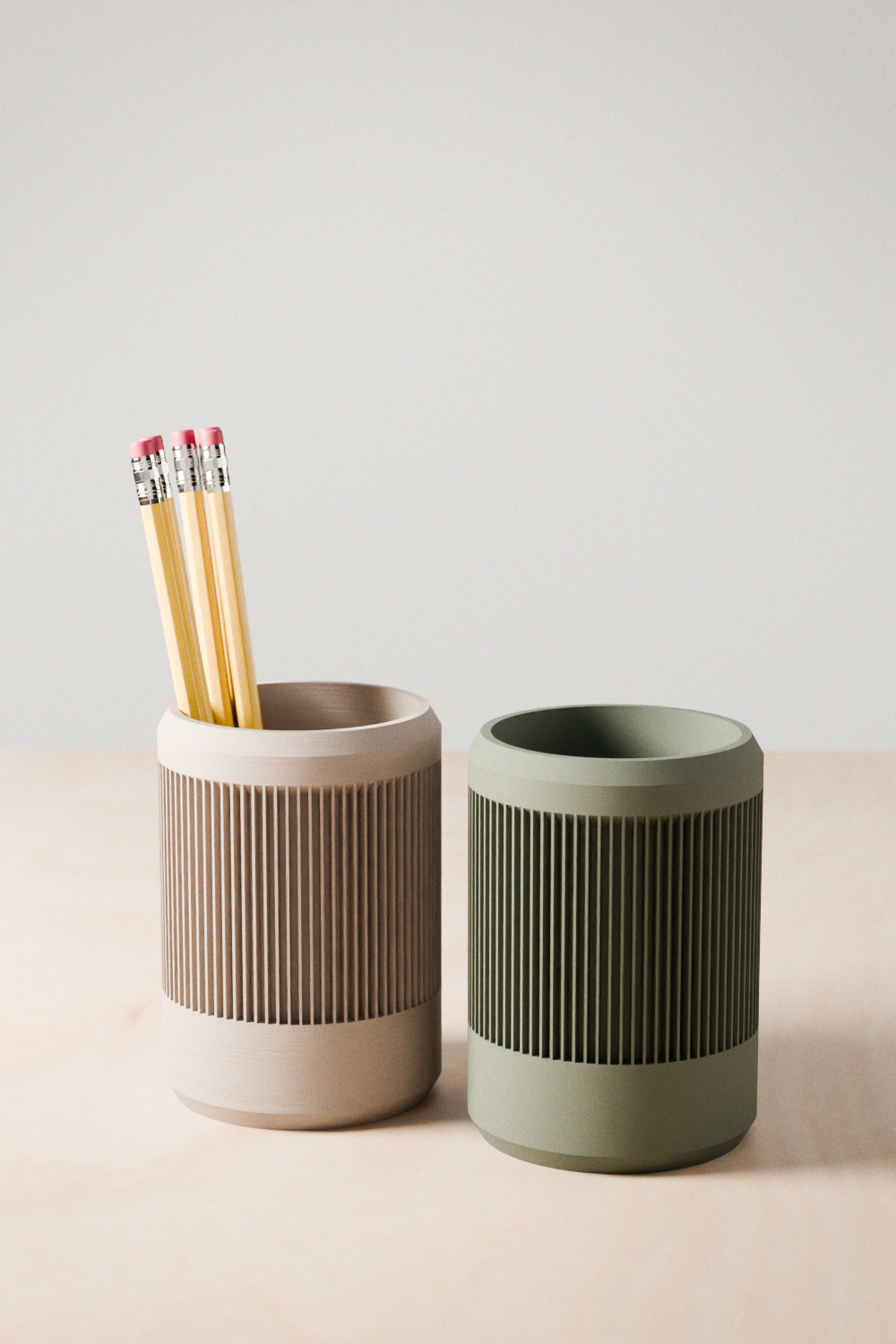 Ribbed Ceramic Pencil Cup