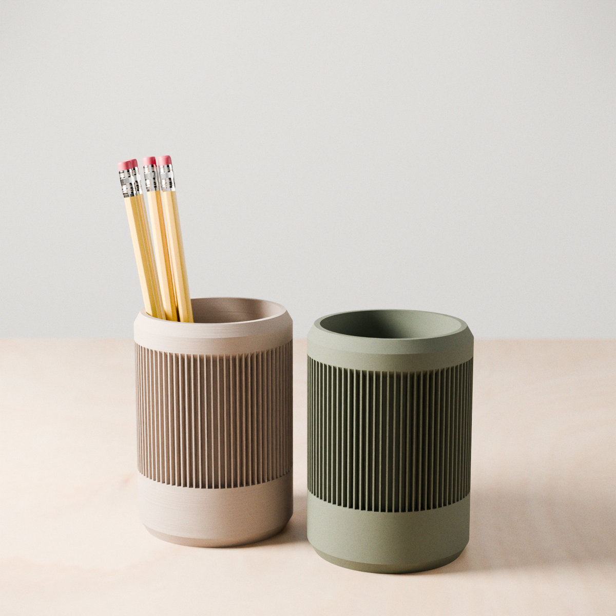 Ribbed Ceramic Pencil Cup
